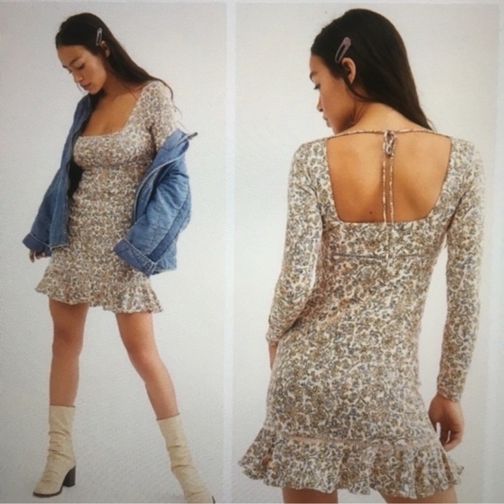 Free People Floral Dress in Cream